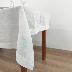 Toalha de Mesa Linho e Ponto Aberto Easter Bunny