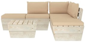 6 pcs conjunto lounge de paletes + almofadões madeira de abeto