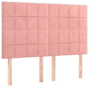 Cabeceira de cama c/ luzes LED veludo 144x5x118/128 cm rosa