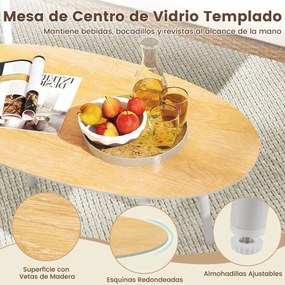 Conjunto de jardim de 4 peças: sofá de 2 lugares em rattan PE com 2 poltronas, almofadas e mesa em vidro temperado para varanda ou jardim, Castanho e