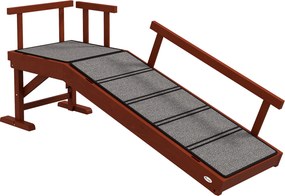 PawHut Rampa para Cães, Grades Removíveis, Antiderrapante, Madeira, até 30 kg, 125x40x56cm, Castanho/Cinzento | Aosom Portugal