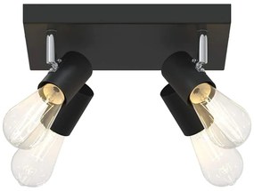 Spotlight de Tecto 4 Vias Ajustável Preto E27