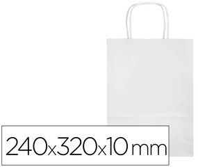 Saco de Papel Basika Celulose Branco S com Asa Torcida 240x320x10 mm