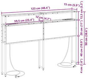Cabeceira de armazenamento Carvalho castanho 120 cm
