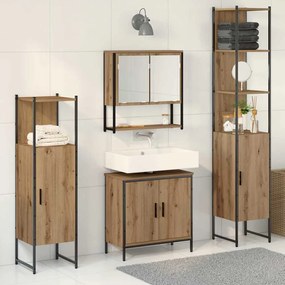 vidaXL Conjunto de Móveis para Banheiro com porta 4 pcs Castanho