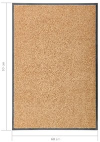 Tapete de porta lavável 60x90 cm creme