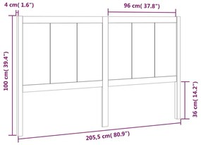 Cabeceira de cama 205,5x4x100 cm pinho maciço castanho mel