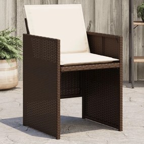 vidaXL Cadeiras de jardim com almofadões 4 pcs vime PE castanho