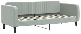 Sofá-cama c/ gavetão e gavetas 80x200 cm veludo cinzento-claro