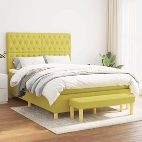 vidaXL Cama com molas/colchão 140x190 cm tecido verde-claro