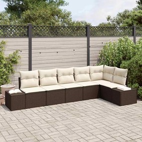 vidaXL Conjunto de Sofá de Jardim com Almofadas Castanho de Vime