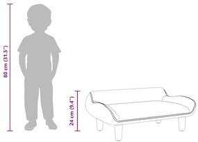 Sofá infantil 70x40x24 cm veludo cor creme