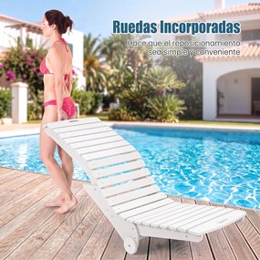 Espreguiçadeira de Piscina em Forma de S, 163 x 55 x 64 cm, Rodas Integradas, Branco