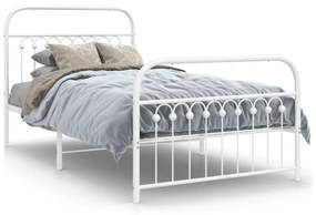 Estrutura de cama com cabeceira e pés 100x200 cm metal branco