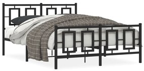 374259 vidaXL Estrutura de cama com cabeceira e pés 140x190 cm metal preto