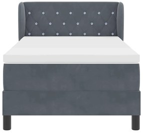 Cama Box com Colchão vidaXL Cinza Escuro 90x200 cm em Veludo
