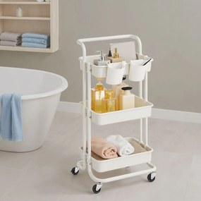 Carrinho de serviço com 3 níveis de 41,6 x 33,5 x 86,3 cm branco