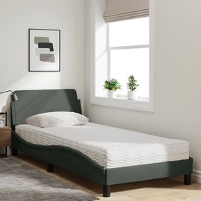 Cama com colchão 90x190 cm tecido cinzento-escuro