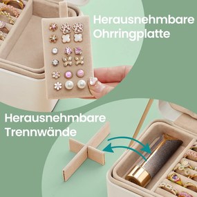 Caixa para joias, 2 níveis, em PU 11,6 x 16 x 7,5 cm Branco