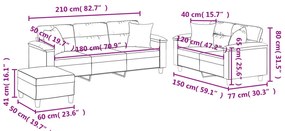 3 pcs conjunto sofás c/ almofadas tecido microfibra cinza-claro