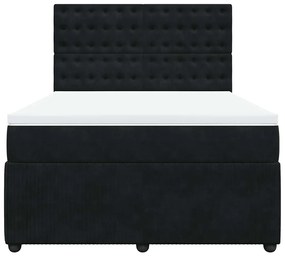 Cama com molas/colchão 140x190 cm veludo preto
