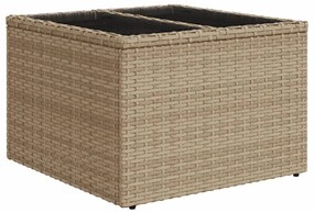 Mesa de jardim com tampo de vidro 55x55x37 cm vime PE bege