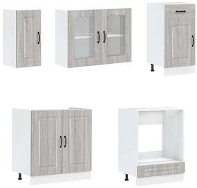 8 peças armário de cozinha conjunto Kalmar cinza sonoma