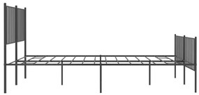 Estrutura de cama com cabeceira e pés 140x190 cm metal preto