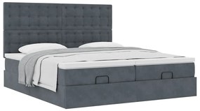 Estrutura cama otomana colchões 180x200 cm cinzento escuro