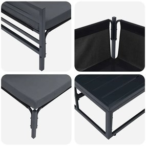 Conjunto de Sofá de Jardim 7 pcs Cinzento-escuro Aço