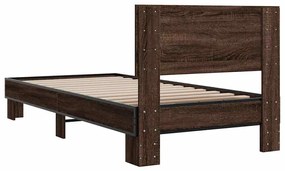 Estrutura de cama derivados de madeira/metal carvalho castanho