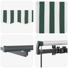 Toldo Retrátil Manual vidaXL com LED Verde e Branco 600x300 cm