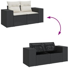 Conjunto de Sofá para Jardim com 9 Peças e Almofadas de Rattan Poliést