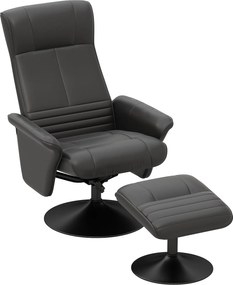 HOMCOM Poltrona estofada, poltrona de destaque com pufe, giratória, ergonómica, aparência de microfibra, até 150 kg, Preto | Aosom Portugal