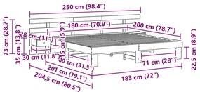 Estrutura da Cama Castanho 180 x 200 cm Madeira maciça