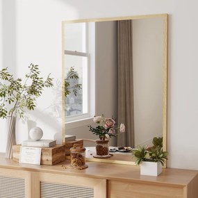 Espelho de Casa de Banho 70x90 cm Espelho de Parede Decorativo para Sala Entrada Corredor Horizontal ou Vertical Madeira