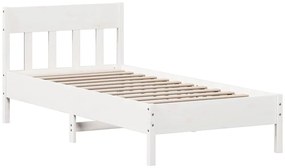 Cama sem colchão 100x200 cm madeira de pinho maciça branco