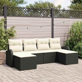 vidaXL Conjunto de Sofá de Jardim 6 pcs Preto Rattan de Polipropileno