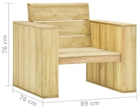 3 pcs conjunto lounge de jardim com almofadões pinho impregnado