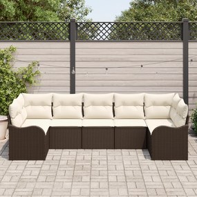 Conjunto de Sofá de Jardim vidaXL 7 Peças com Almofadas Rattan Poliést
