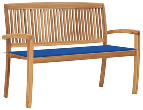 vidaXL Banco de jardim empilhável c/ almofadão 128,5 cm teca maciça