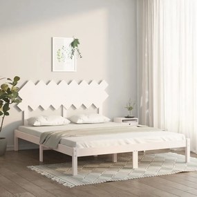 Estrutura de cama 160x200 cm madeira maciça branco