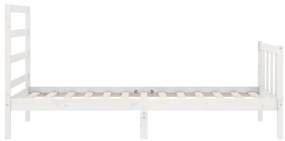 Cama sem colchão 90x200 cm madeira de pinho maciça branco