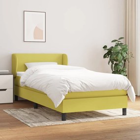 vidaXL Cama com molas/colchão 90x190 cm tecido verde