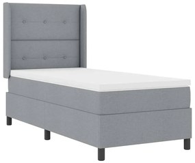 Cama Box Spring com Colchão e Luz LED Cinza Claro 80 x 200 cm