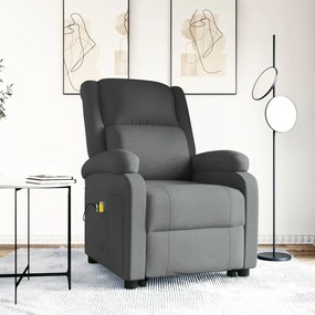 vidaXL Poltrona de massagens elevatória tecido cinzento-escuro