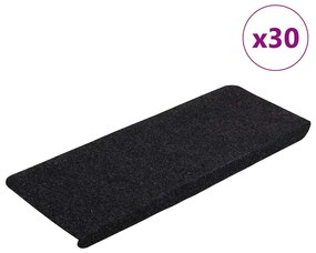 Tapetes de escada adesivos 30 pcs 65x24,5x3,5 cm preto