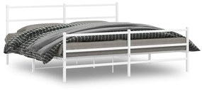 vidaXL Estrutura de cama com cabeceira e pés 180x200 cm metal branco
