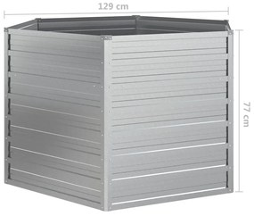 Canteiro elevado de jardim 129x77 cm aço galvanizado prateado