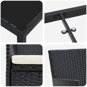 Conjunto de Jantar para Jardim 7 Peças Preto Vime PE